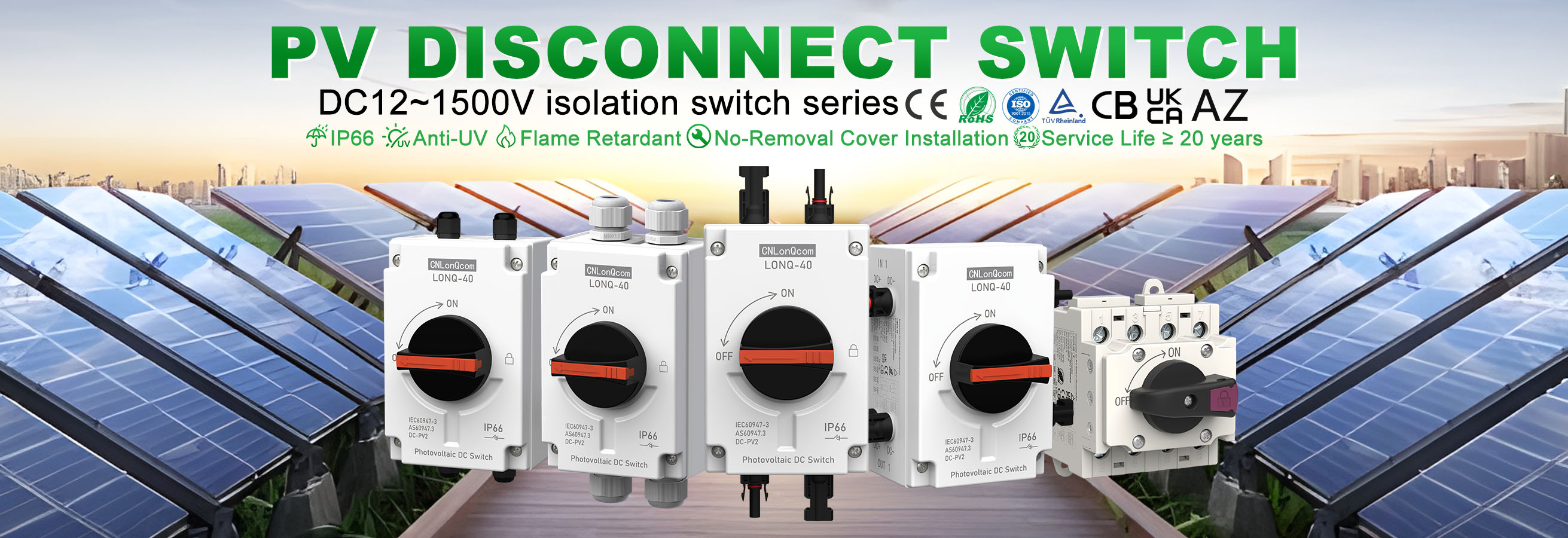 PV Solar Disconnect Switch DC1200V 32A 2in 2out